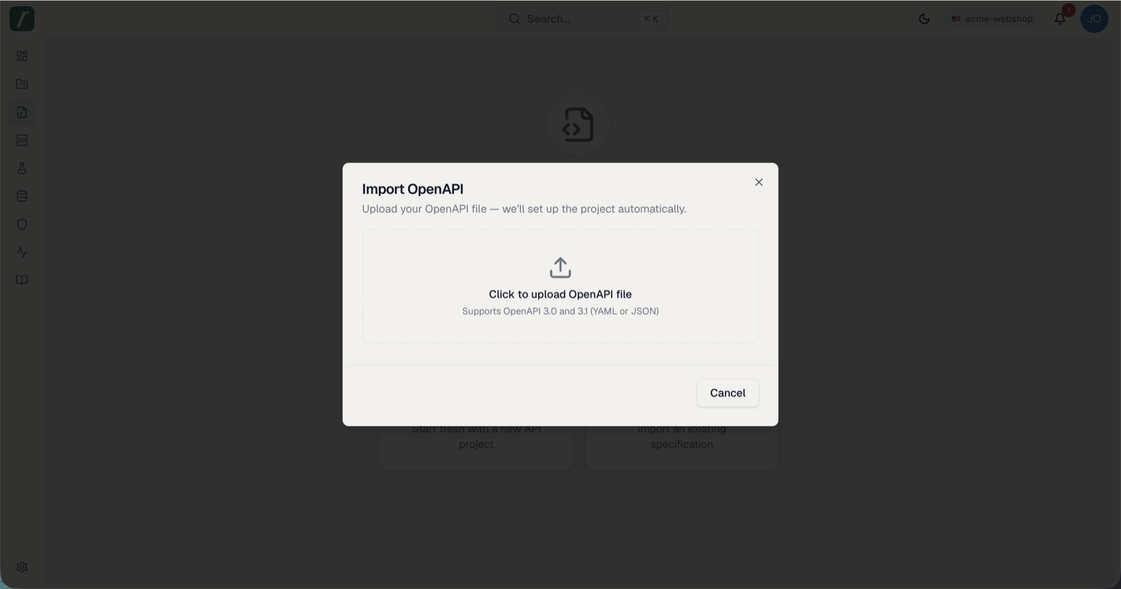 Importing an OpenAPI specification